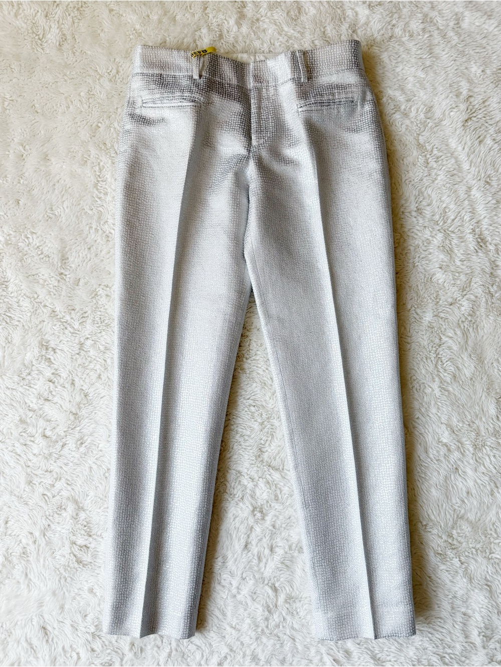 Club Monaco Woman Silver Metallic Tailored Trouser Pant US0 Classic Preppy Party